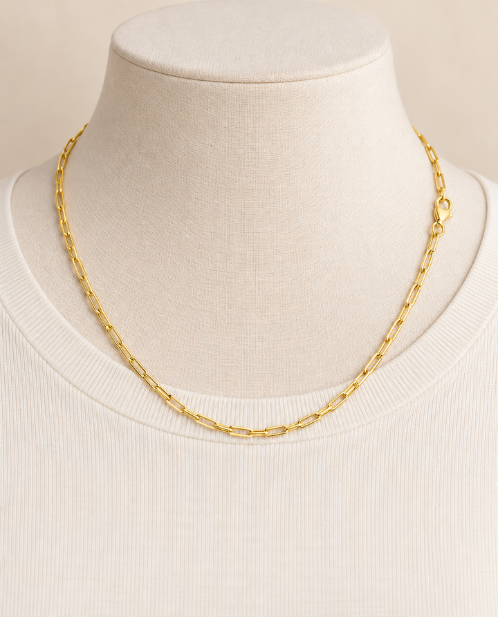 2.5mm Paperclip Chain Necklace in 14K Yellow Gold