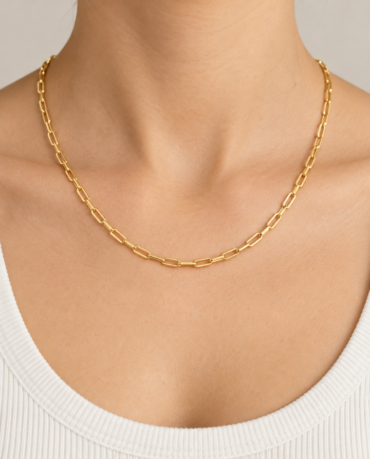 4.1mm Paperclip Chain Necklace in 14K Yellow Gold