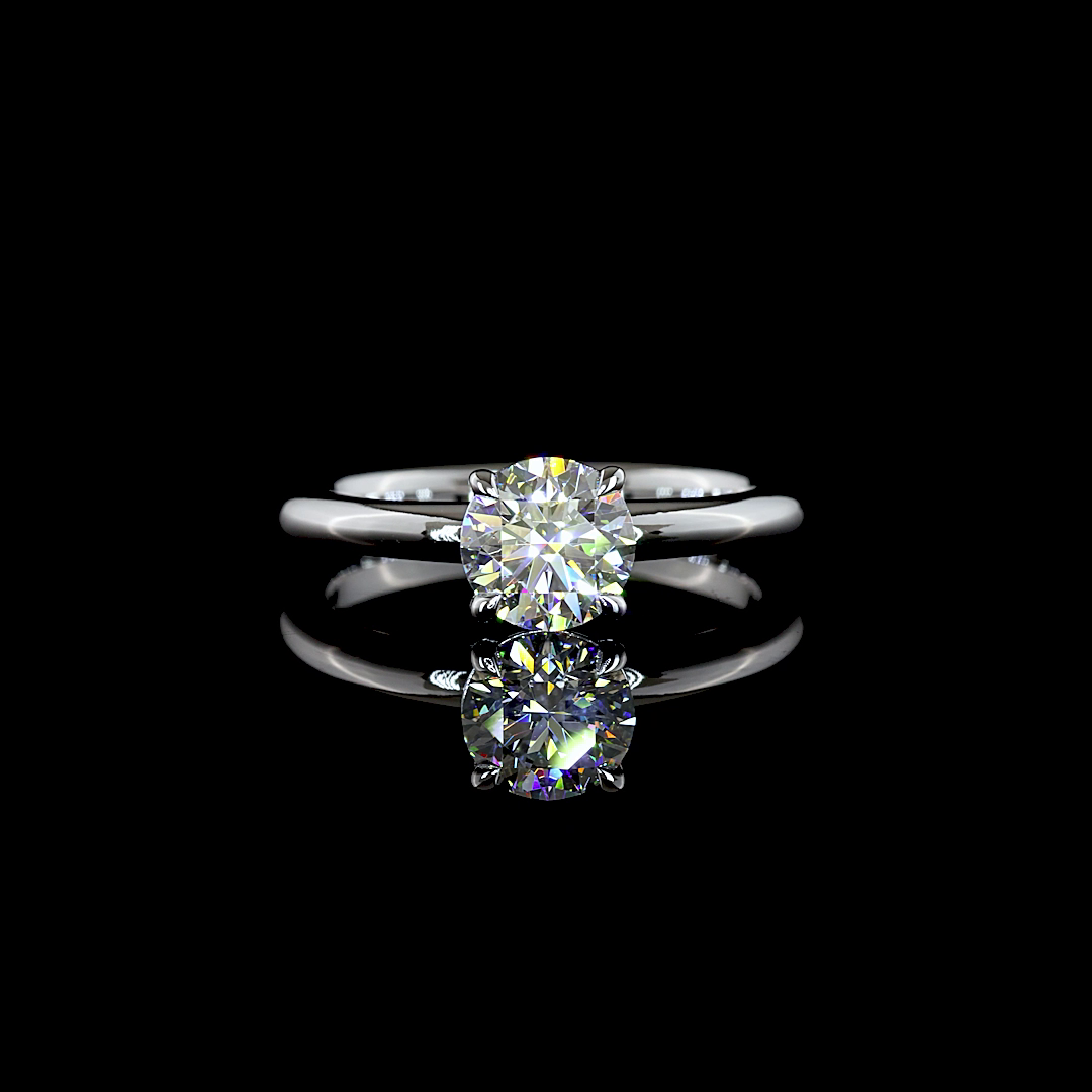 Round Solitaire setting design reference in 14K white gold; pictured center diamond is not included — Laura Milman New York