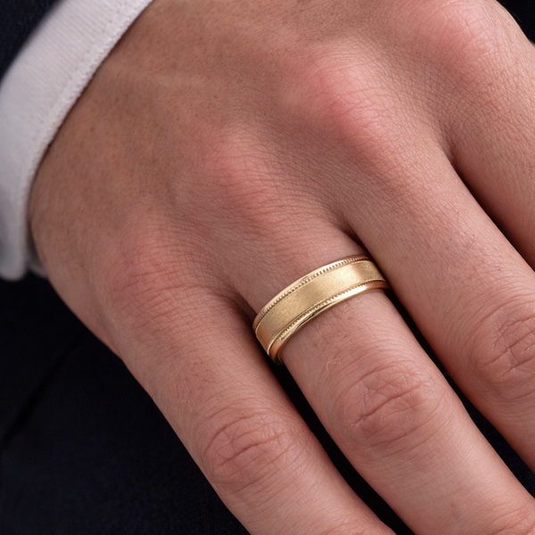 Men's Wedding Band with Beveled Matte Finish & Milgrain (Copy 14 - Laura Milman New York
