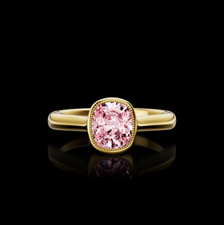 North-South Solitaire Bezel Engagement Ring Setting in 18K Yellow Gold — Laura Milman New York