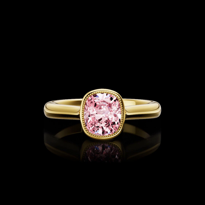 North-South Solitaire Bezel Engagement Ring Setting in 18K Yellow Gold — Laura Milman New York