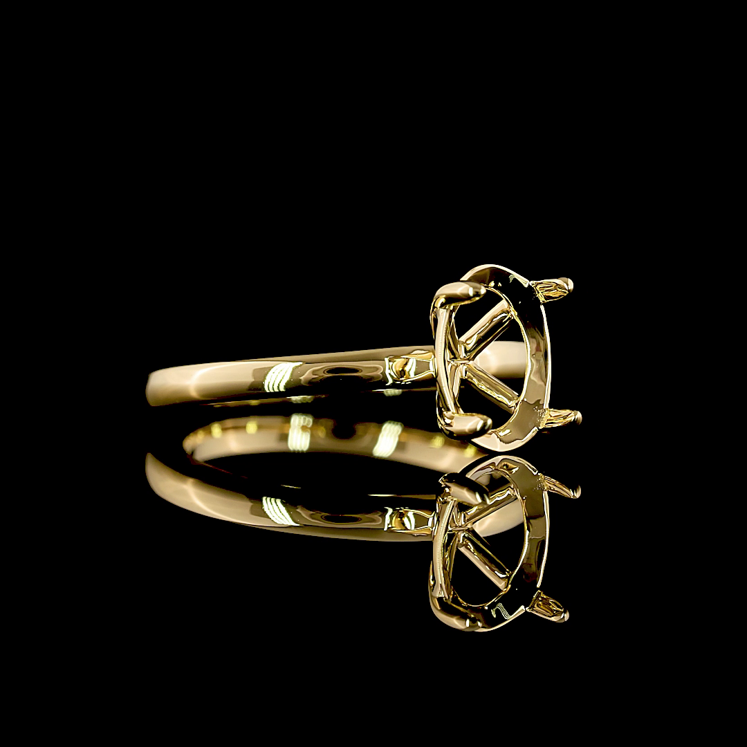 North-South Solitaire Prong Engagement Ring Setting in 18K Yellow Gold view 2 — Laura Milman New York