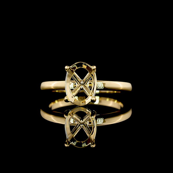 North-South Solitaire Prong Engagement Ring Setting in 18K Yellow Gold — Laura Milman New York