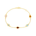 Pear Mixed Gemstone Station Bracelet in Yellow Gold view 1