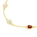 Pear Mixed Gemstone Station Bracelet in Yellow Gold view 2