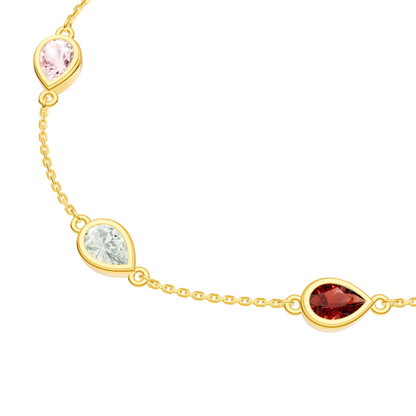 Pear Mixed Gemstone Station Bracelet in Yellow Gold — view 2 — Laura Milman New York