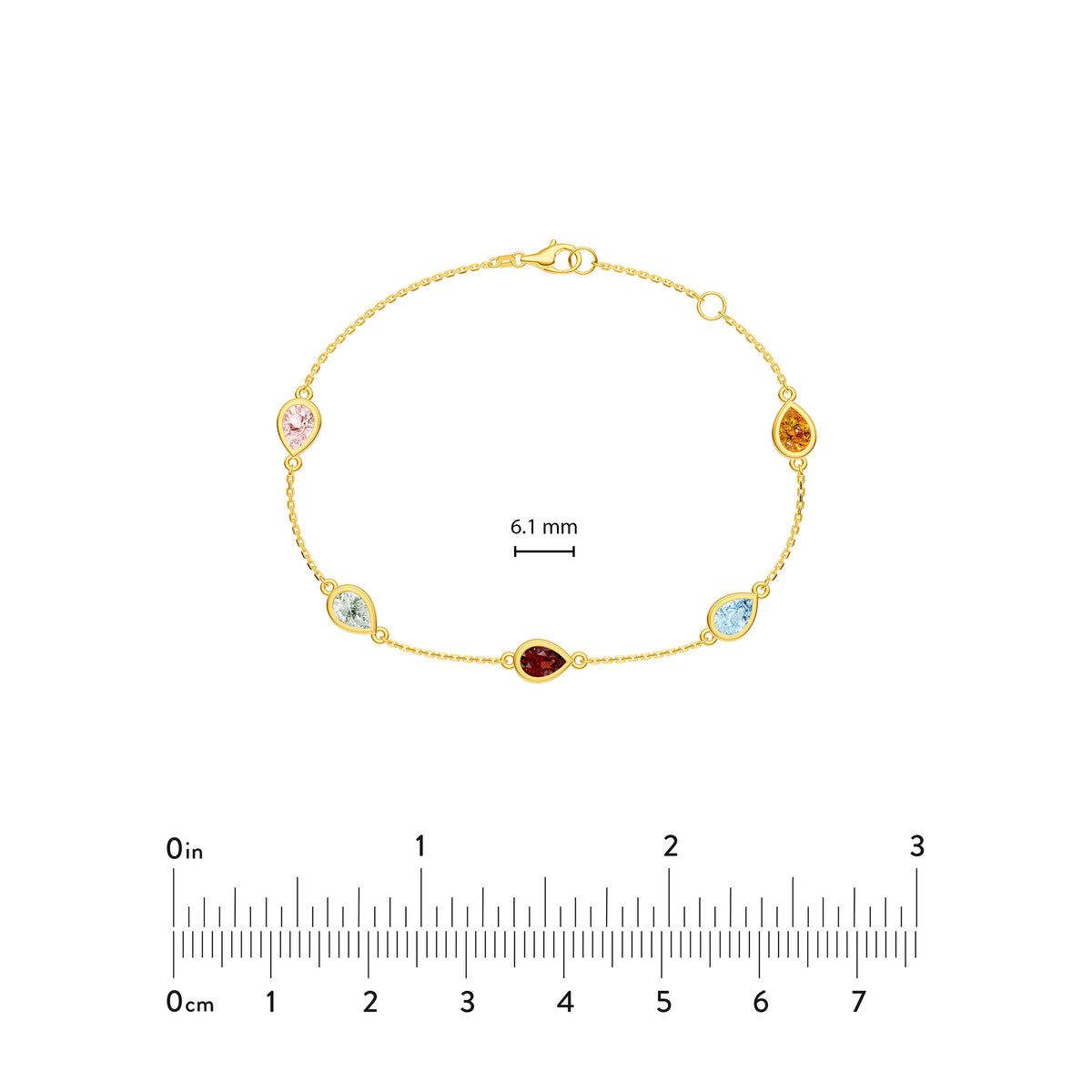Pear Mixed Gemstone Station Bracelet in Yellow Gold — view 4 — Laura Milman New York