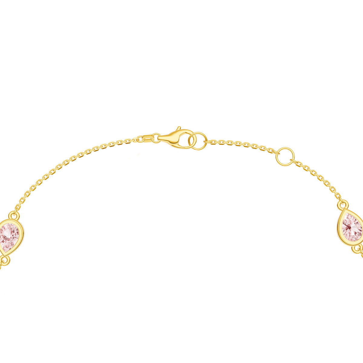 Pear Pink Morganite Station Bracelet in Yellow Gold — view 3 — Laura Milman New York