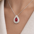 Garnet and Diamond Pendant (Lab Grown) - Laura Milman New York