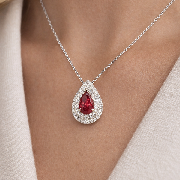 Garnet and Diamond Pendant (Lab Grown) - Laura Milman New York