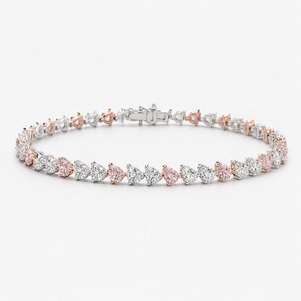 5.73ctw Alternating Pink & White Pear-Shaped Diamond Tennis Bracelet