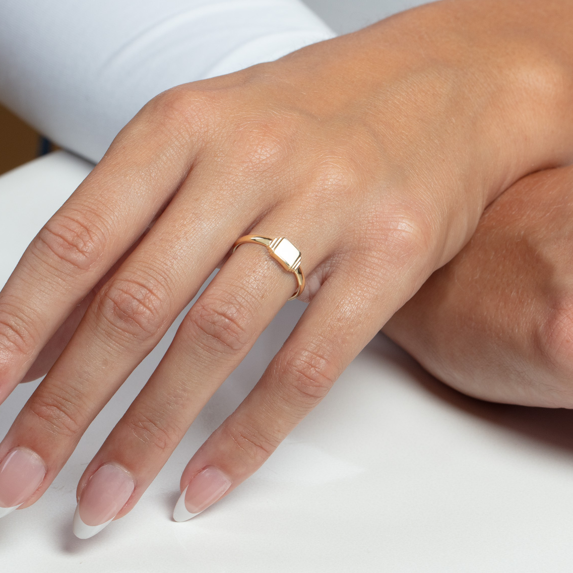 Mini Signet Ring in 14K Yellow Gold view 2 — Laura Milman New York