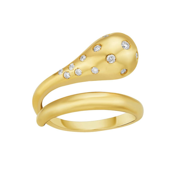 Diamond Raindrop Ring in 14K Yellow Gold view 2