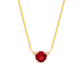 Red Garnet and Diamond Pendant Necklace in Yellow Gold view 1