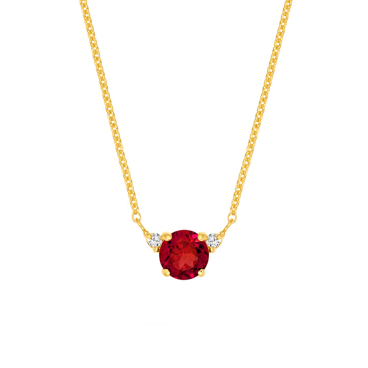 Red Garnet and Diamond Pendant Necklace