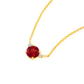 Red Garnet and Diamond Pendant Necklace in Yellow Gold view 2
