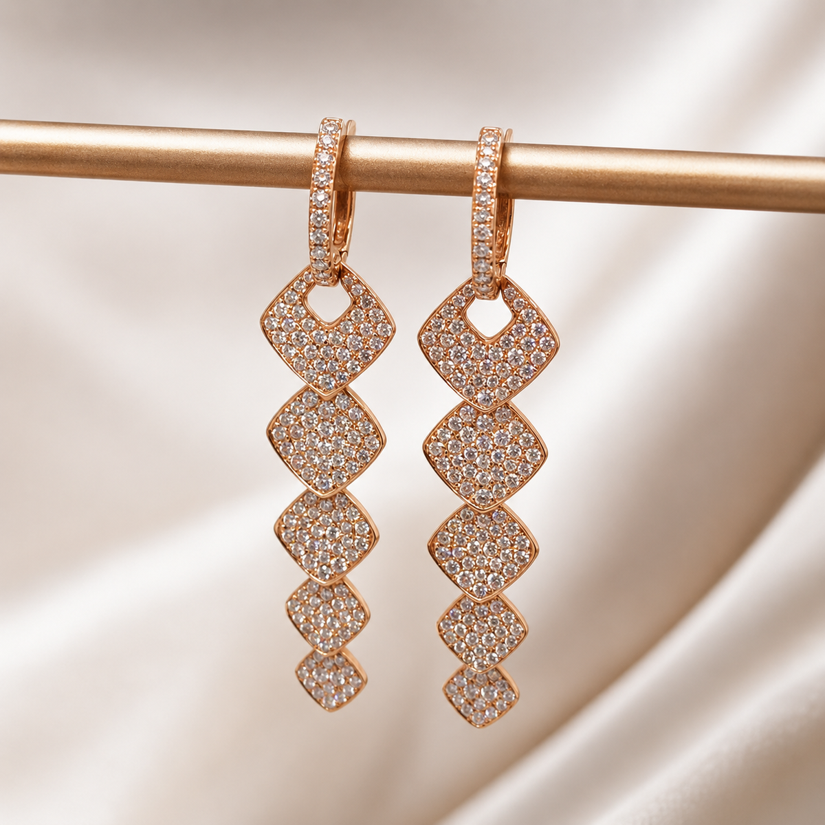 Rose Gold Diamond Drop Earrings — Laura Milman New York