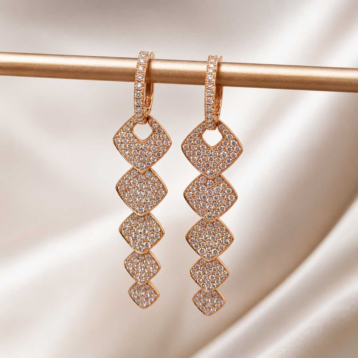 Rose Gold Diamond Drop Earrings