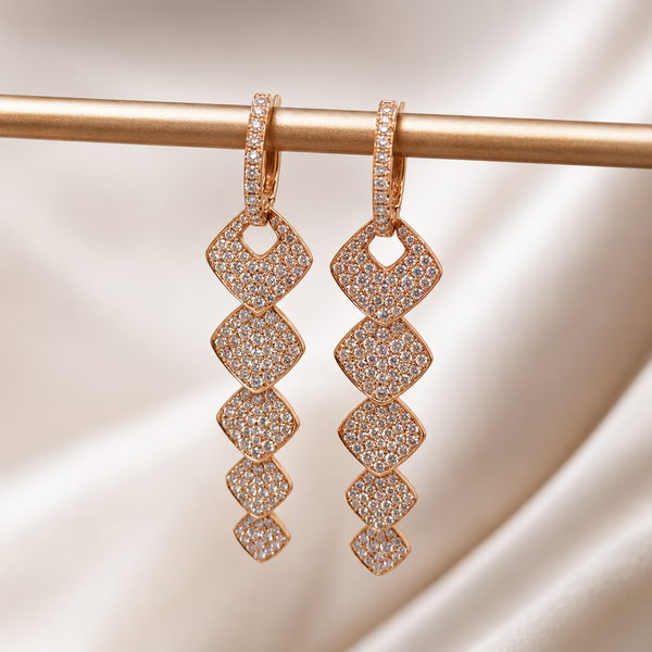 Rose Gold Diamond Drop Earrings