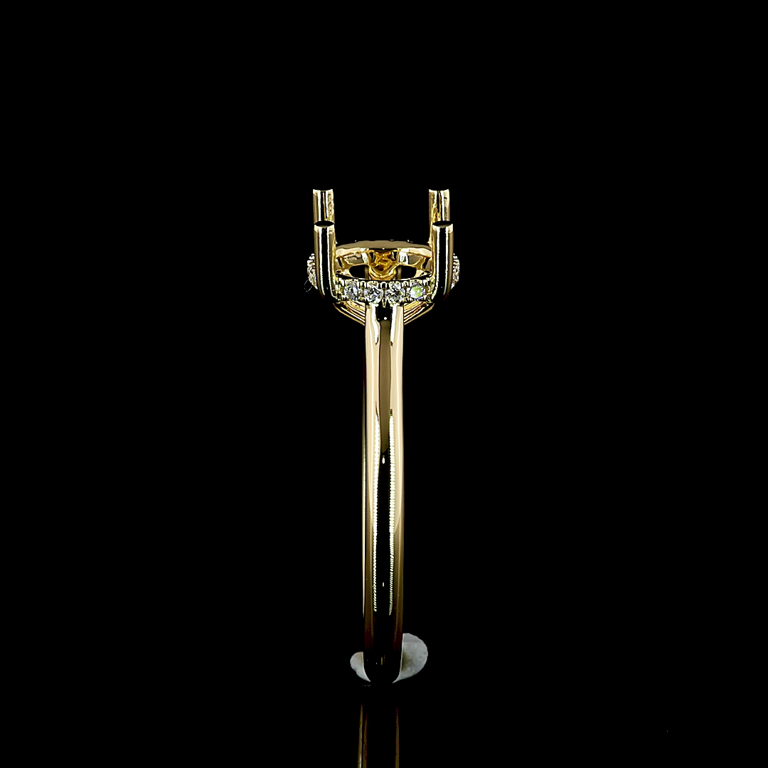 Round Hidden Halo Engagement Ring Setting in 14K Yellow Gold – 0.08 CT view 4 — Laura Milman New York