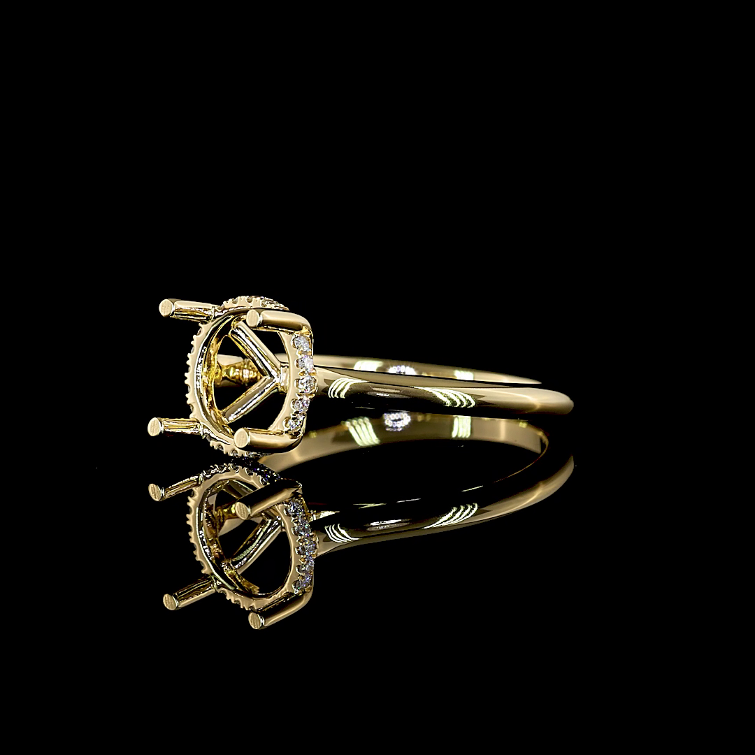 Round Hidden Halo Engagement Ring Setting in 14K Yellow Gold – 0.10 CT view 3 — Laura Milman New York