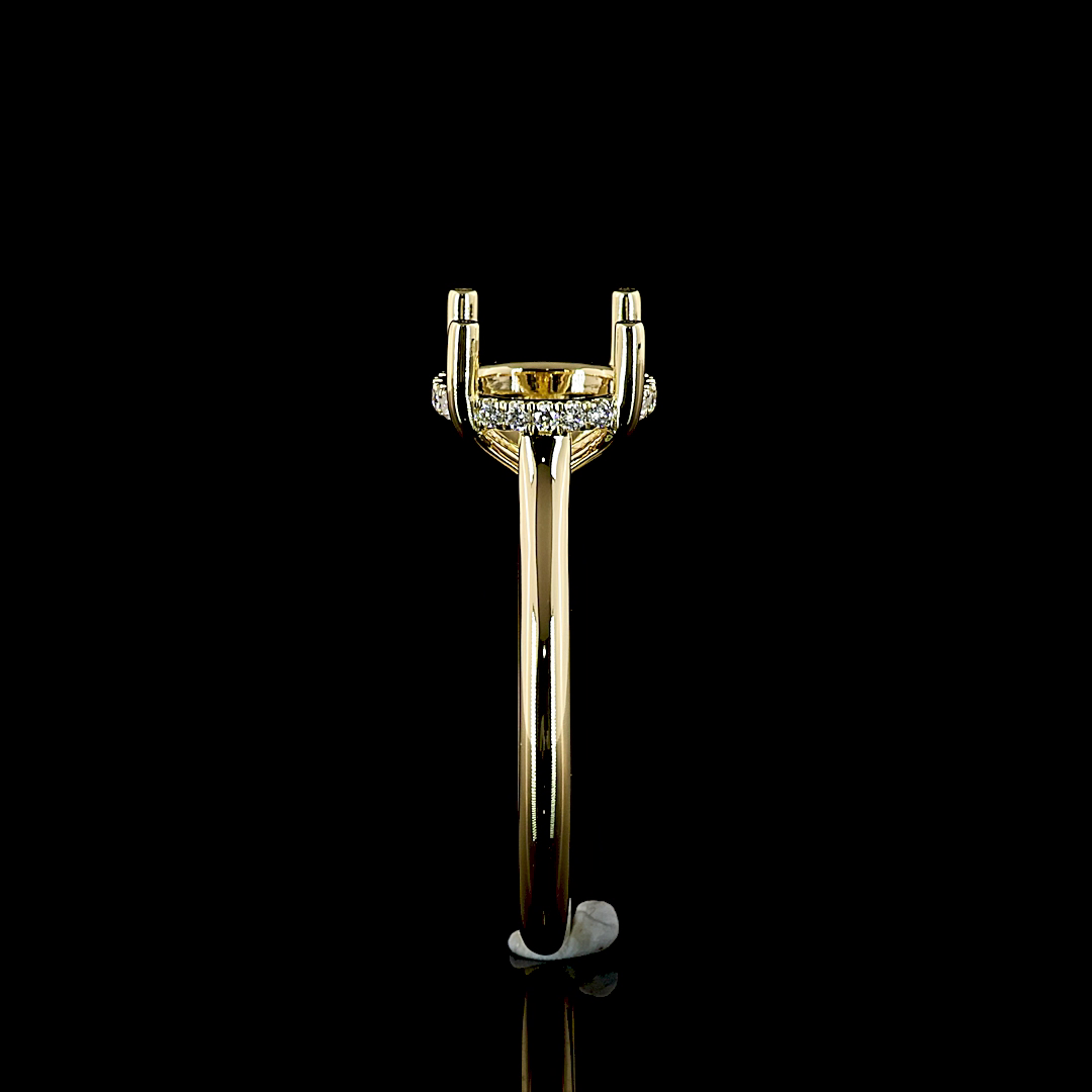 Round Hidden Halo Engagement Ring Setting in 14K Yellow Gold – 0.10 CT view 4 — Laura Milman New York
