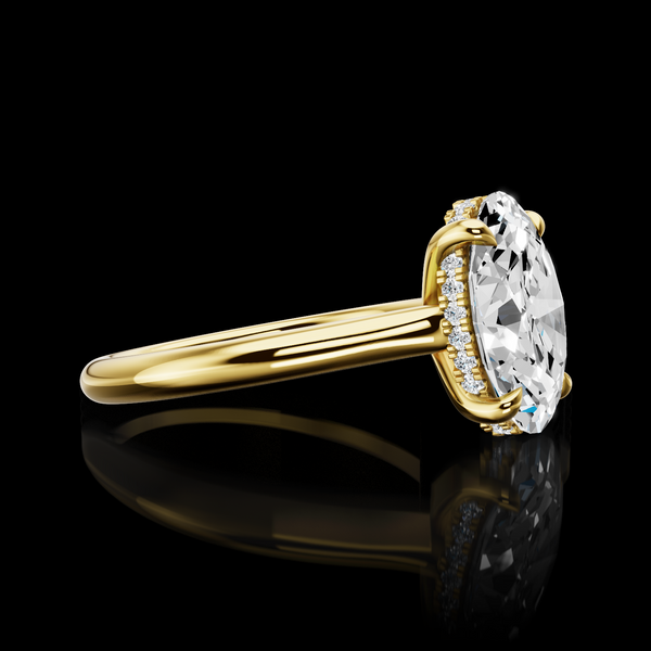 Round Hidden Halo Engagement Ring Setting in 18K Yellow Gold – 0.09 CT view 2