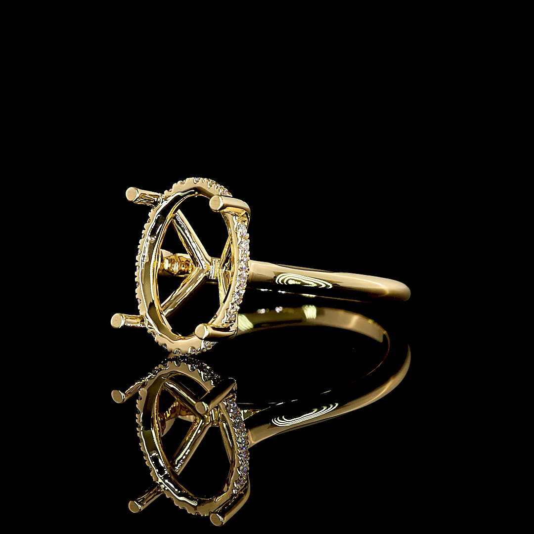 Round Hidden Halo Engagement Ring Setting in 18K Yellow Gold – 0.11 CT view 3 — Laura Milman New York