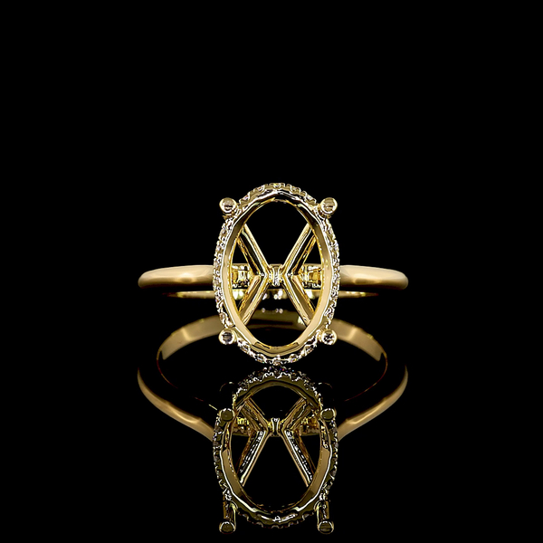 Round Hidden Halo Engagement Ring Setting in 18K Yellow Gold – 0.11 CT — Laura Milman New York