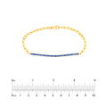 Sapphire Half Paper Clip and Half Tennis Bracelet in 14K Yellow Gold view 4
