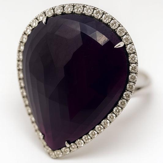 Slice Ruby Halo Diamond Ring
