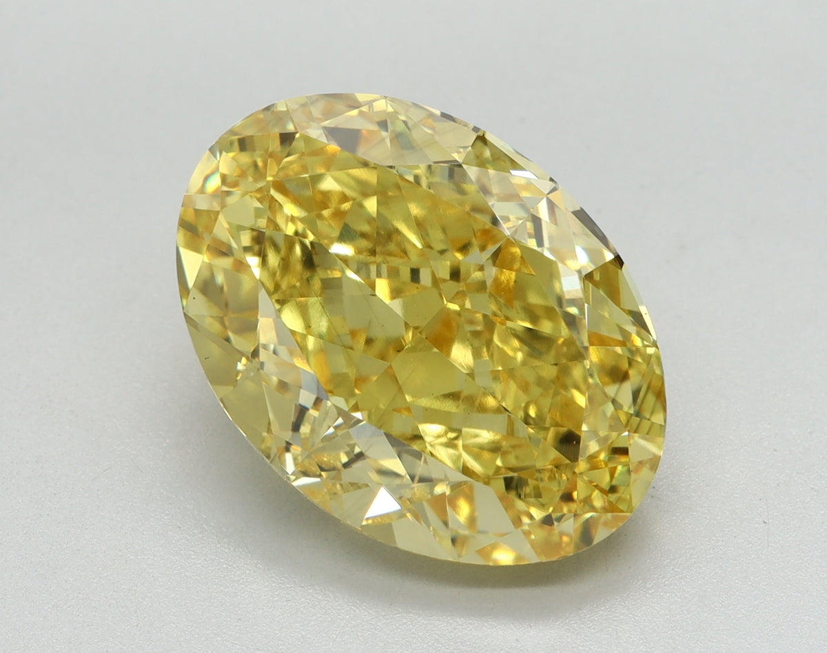 7.08ct Oval Fancy Vivid Yellow Lab-Grown Diamond — VS2 | IGI