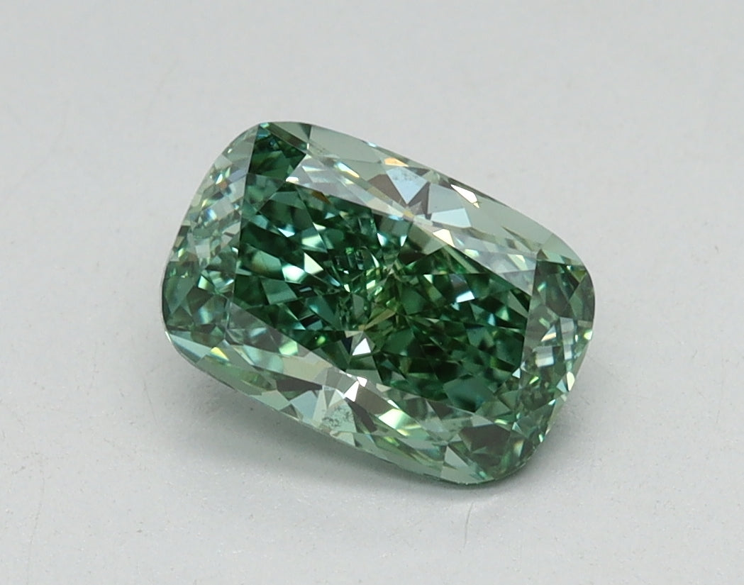1.04ct Cushion Fancy Vivid Green Lab-Grown Diamond — VS1 | IGI