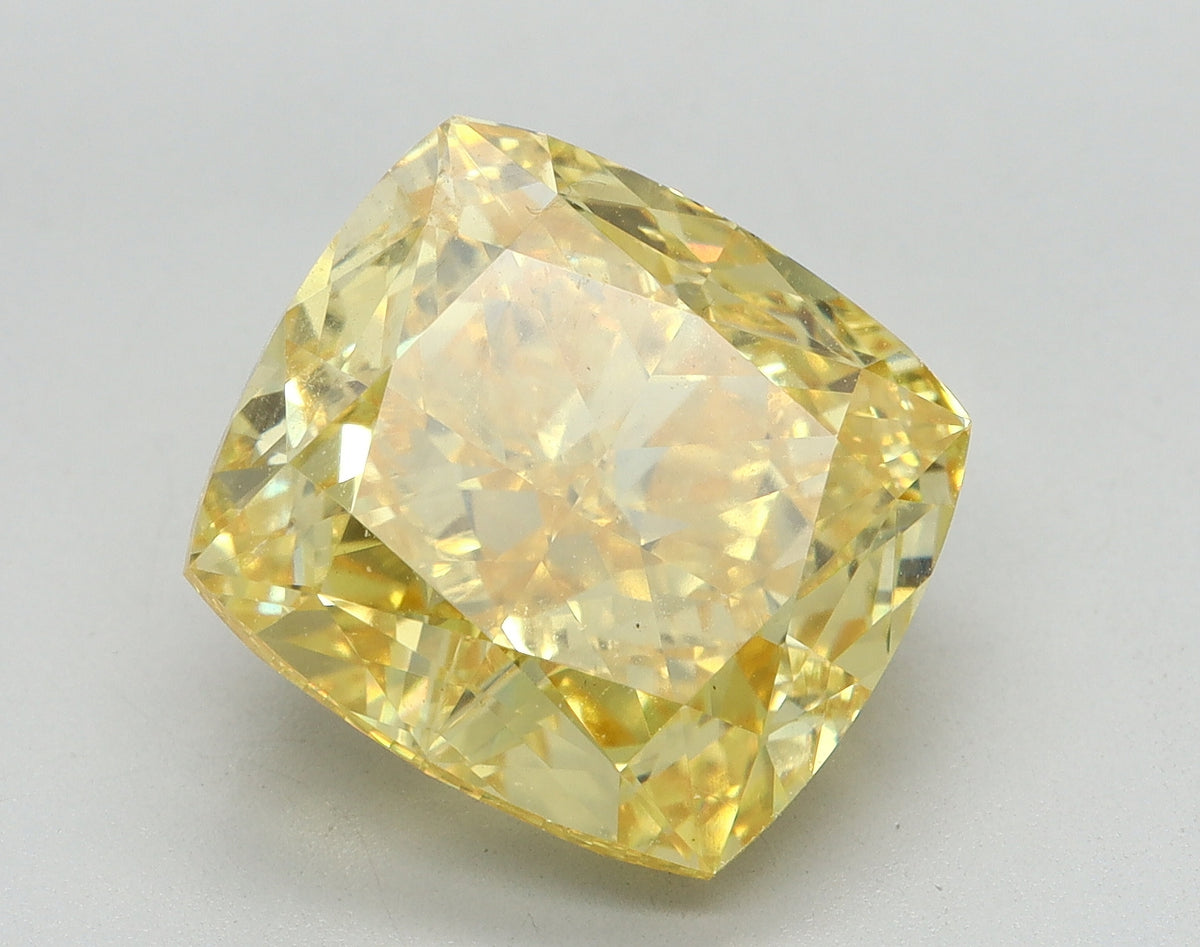 7.03ct Cushion Fancy Vivid Yellow Lab-Grown Diamond — VS2 | IGI