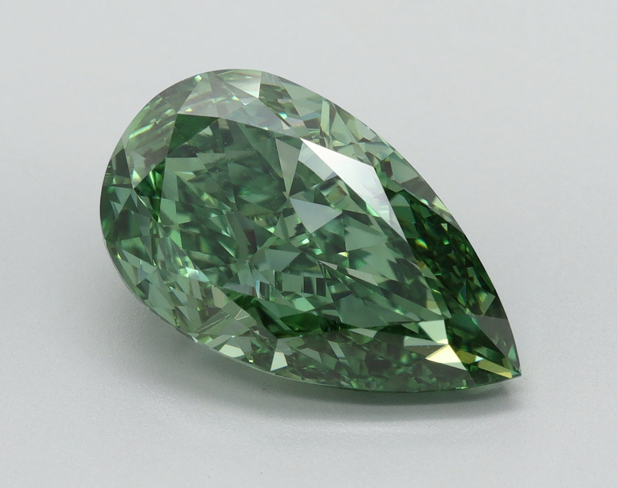 5.11ct Pear Fancy Vivid Green Lab-Grown Diamond — VS1 | IGI