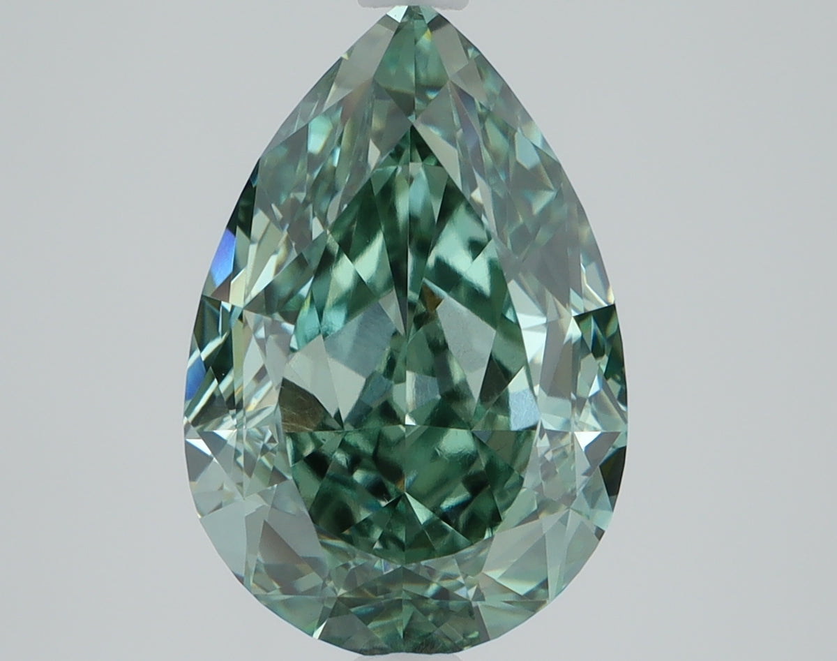 2.72ct Pear Fancy Vivid Green Lab-Grown Diamond — VS1 | IGI