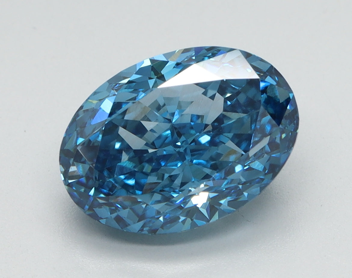 3.06ct Oval Fancy Vivid Blue Lab-Grown Diamond — VS1 | IGI