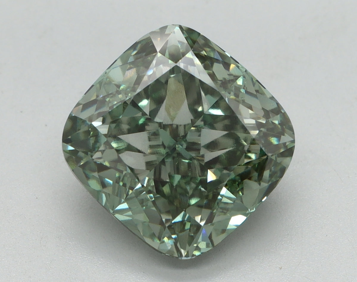 4.56ct Cushion Fancy Vivid Green Lab-Grown Diamond — VVS2 | IGI