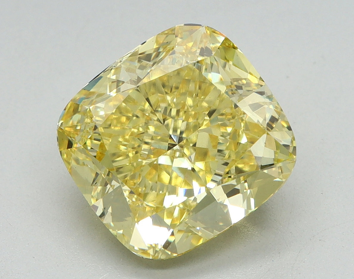3.57ct Cushion Fancy Vivid Yellow Lab-Grown Diamond — VS1 | IGI
