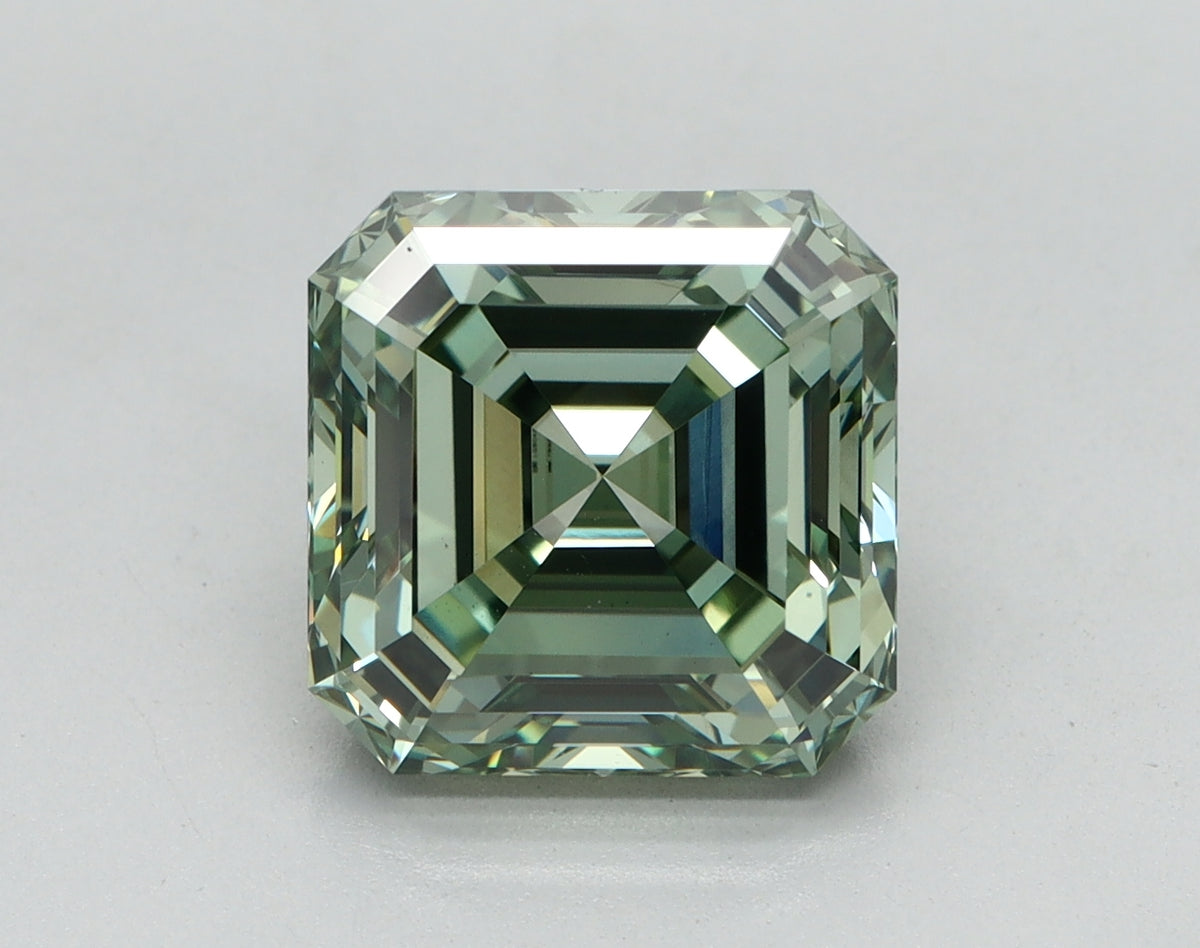 3.57ct Asscher Fancy Vivid Green Lab-Grown Diamond — VVS2 | IGI