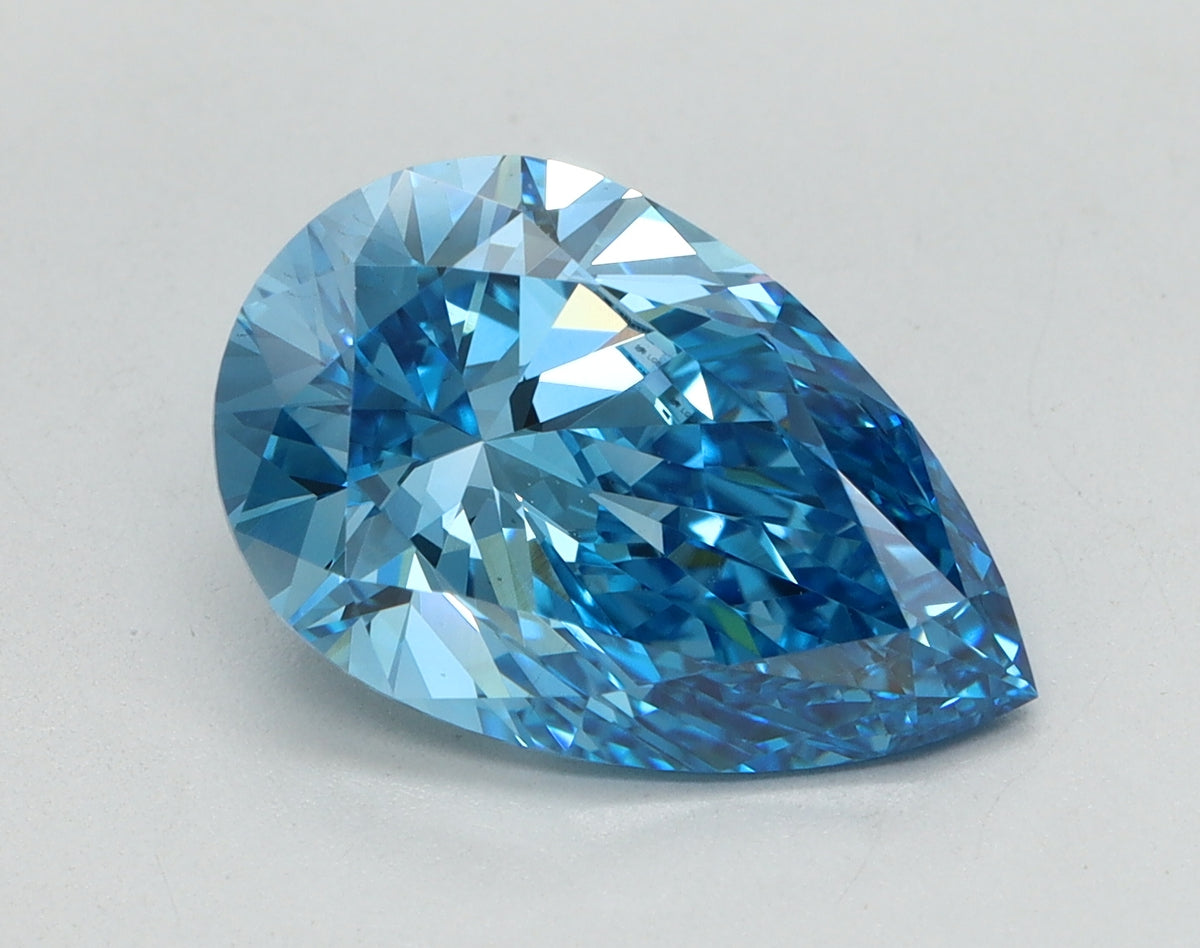 3.07ct Pear Fancy Vivid Blue Lab-Grown Diamond — VS1 | IGI