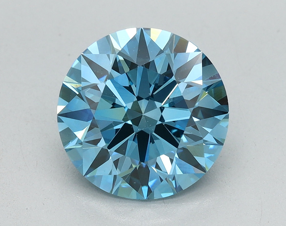 2.15ct Round Fancy Vivid Blue Lab-Grown Diamond — VVS2 | IGI