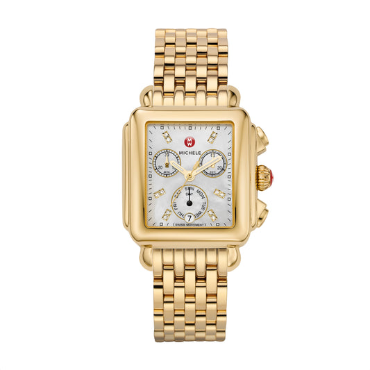 MICHELE SIGNATURE DECO DIAMOND DIAL GOLD WATCH (Online Only) - Laura's Gems