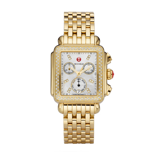 MICHELE SIGNATURE DECO GOLD DIAMOND, DIAMOND DIAL WATCH (Online Only) - Laura's Gems
