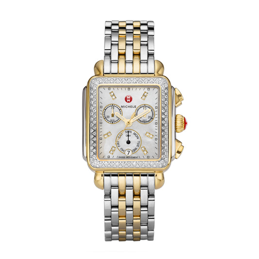 MICHELE SIGNATURE DECO TWO-TONE DIAMOND, DIAMOND DIAL WATCH (Online Only) - Laura's Gems