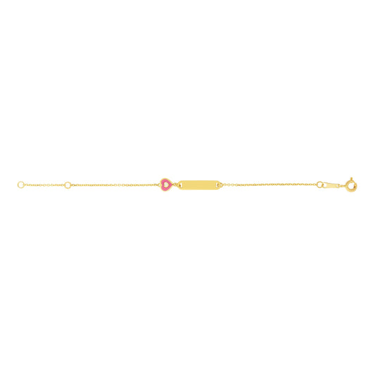 Children's Heart ID Bracelet in 14k Yellow Gold - Laura's Gems