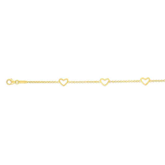 Children's Hearts Bracelet in 14k Yellow Gold - Laura's Gems
