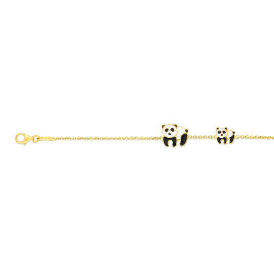 Children's Panda Charm Bracelet in 14k Yellow Gold - Laura's Gems