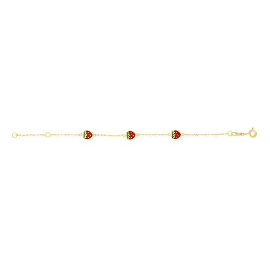 Children's Strawberry Bracelet in 14k Yellow Gold - Laura's Gems